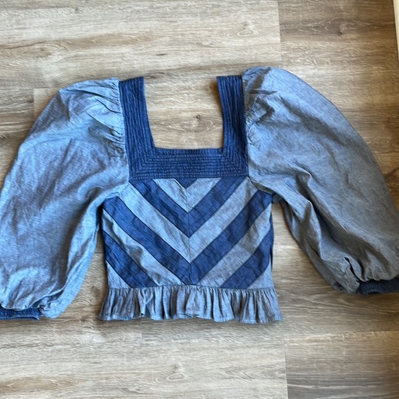 Anthropologie love the label denim top - Picture 6 of 11